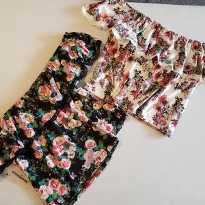 Black and white tube top with flowers